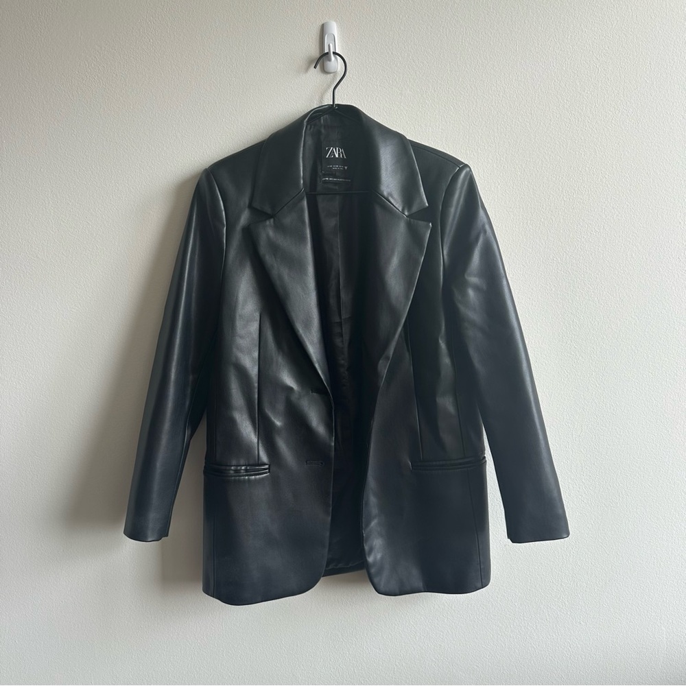 Zara Faux Leather Blazer